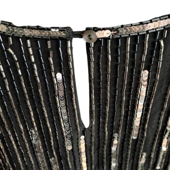 Vintage 80s beaded sequin silk shimmy top M - Picture 5 of 14